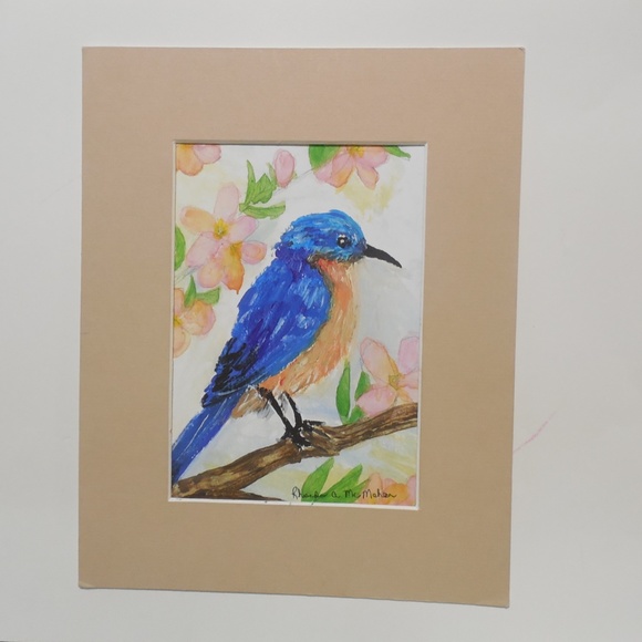 Bluebird Watercolor HAND CRAFTED Painting - Picture 2 of 5